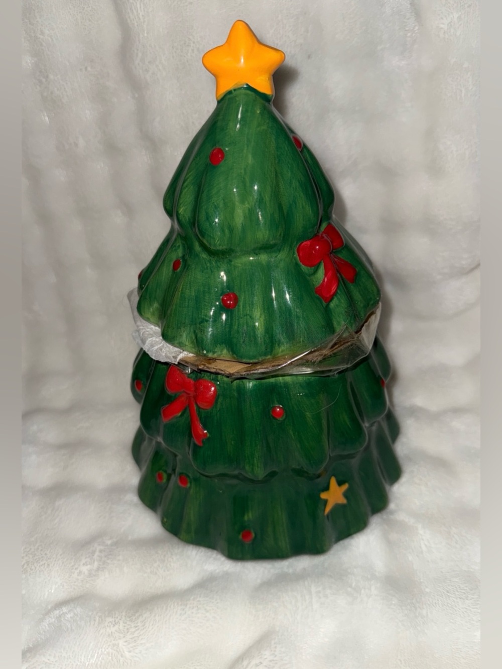 Festive Green Christmas Tree Cookie Jar